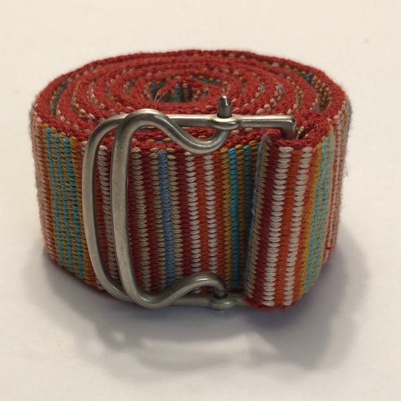 Multi-Color Stripe Metal Ends Cloth Belt size 6 - Picture 2 of 8